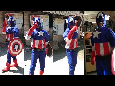 Mencoba Kostum Kapten Amerika | My Friend Wearing Cosplay Captain America On My Way Lily Alan Walker Video