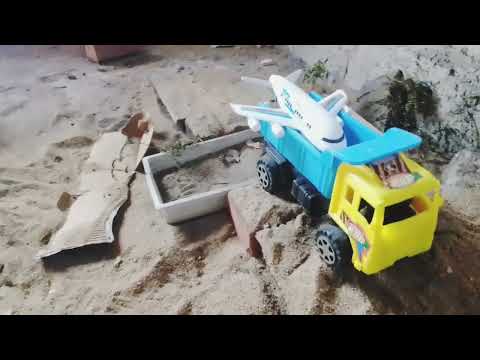 Compilation of excavator dump truck and tractor playing in the sand - Toy jeep story