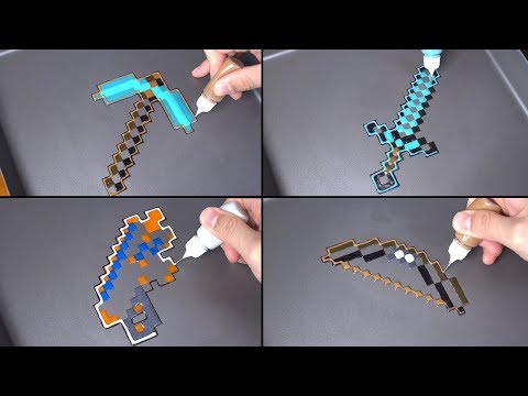 Minecraft WEAPON Pancake Art - Diamond Pickaxe, Sword, Bow, Nerf gun  NOOB vs PRO vs HACKER vs GOD