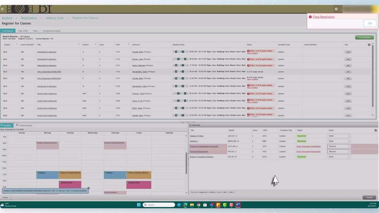 Course Registration Tutorial Video 5: Registering for Classes