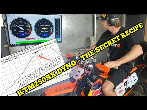 2019 2020 KTM250SX on Dyno - Pro Circuit Pipe and power valve adjustments = POWER !!