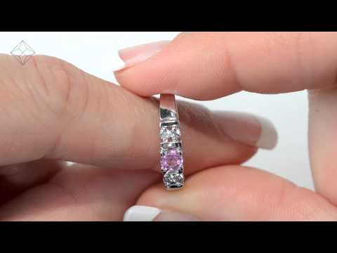 A3130 - Gorgeous Pink Sapphire And 0.10CT Diamond Ring 9K White Gold