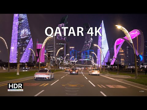 Qatar 4K HDR - Blade Runner Desert City - Night Drive