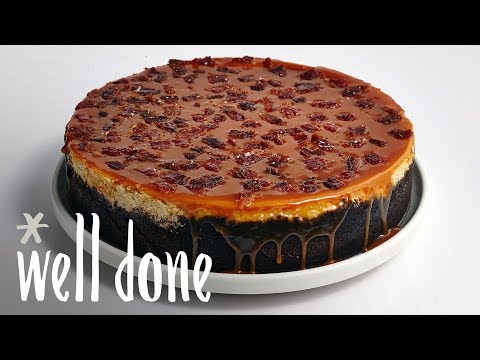 How To Make Peanut Butter And Banana Cheesecake With Candied Bacon | Recipe | Well Done