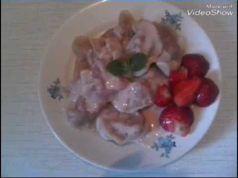 Вареники с клубникой+вкуснейший соус.Vareniki wich strawberris+delicious sauce.Universal dough.
