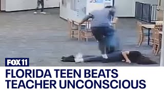 Florida teen beats teacher unconscious because she