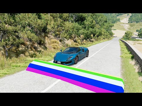 Cars vs Massive Rainbow Speed Bump | BeamNG Drive