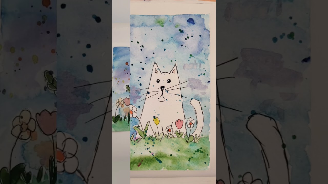 🐈 Happy Cat Doodles 😺 #artteacher #doodling #watercolor