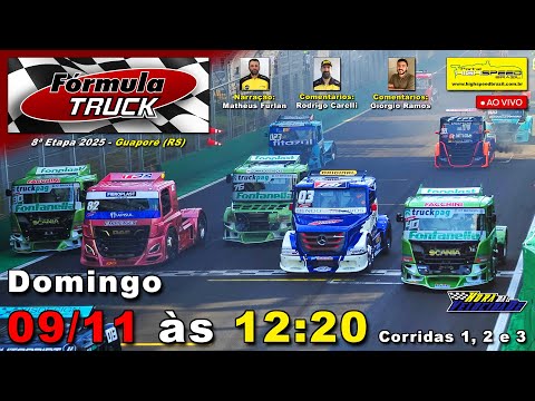 🔴 FÓRMULA TRUCK | Corridas 1, 2 e 3 | 8ª Etapa 2025 | Guaporé (RS) | Ao Vivo