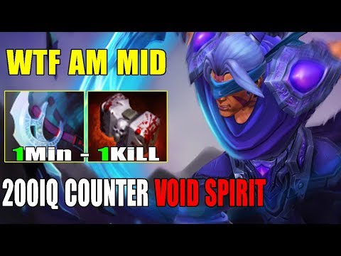 WTF [Anti Mage] Midlane 200IQ Counter Void Spirit First Item Manta 1Min-1KiLL (FullGame Dota2 7.24)