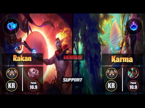 Challenger RAKAN [Summon Aery] (Support) VS  KARMA - Challenger KR Patch 10.9