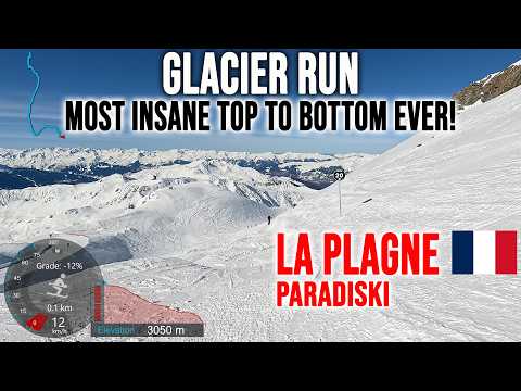 [4K] Skiing La Plagne, Glacier Run - Most Insane Top to Bottom Ever! Paradiski France, GoPro HERO13