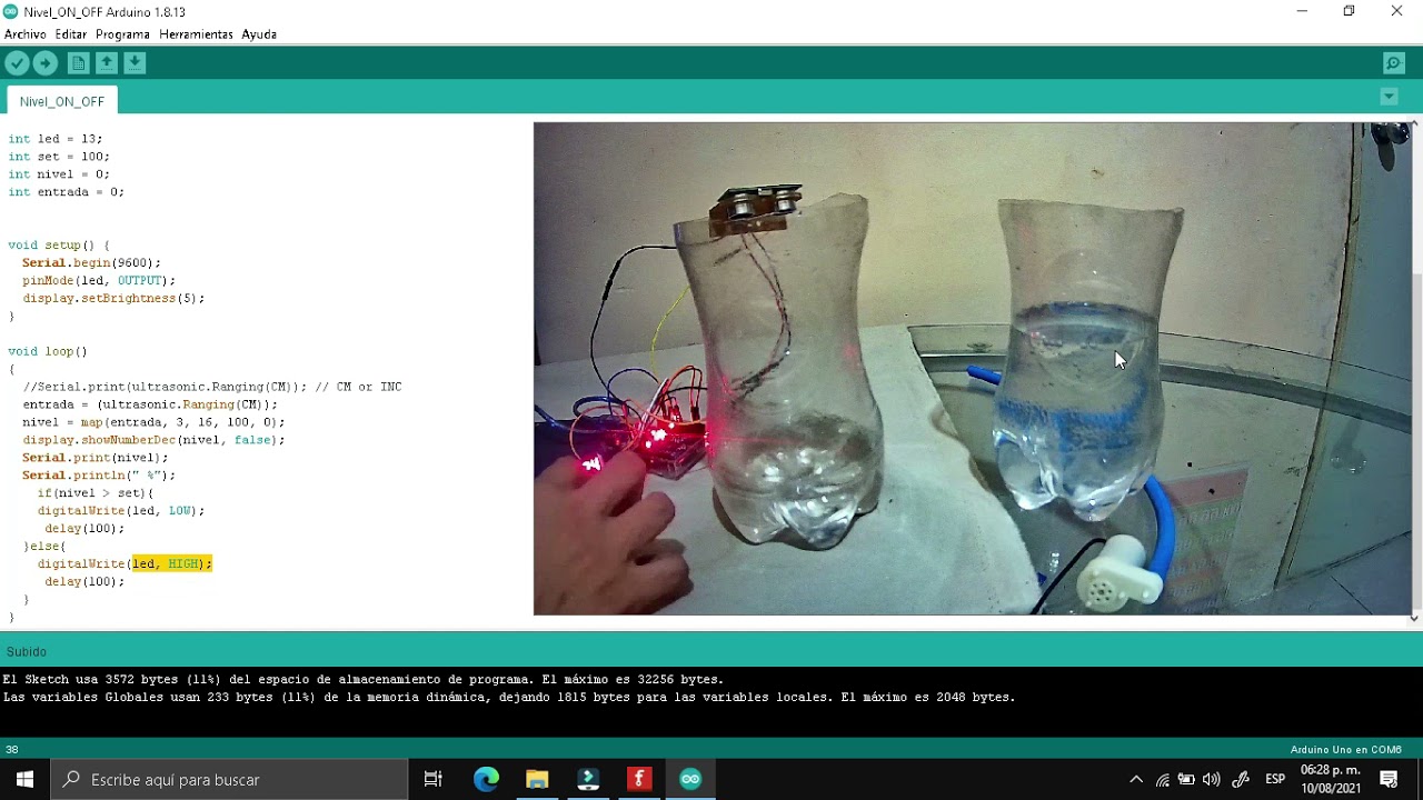 Sistema de control ON-OFF (Sistema de llenado de un tanque) Arduino
