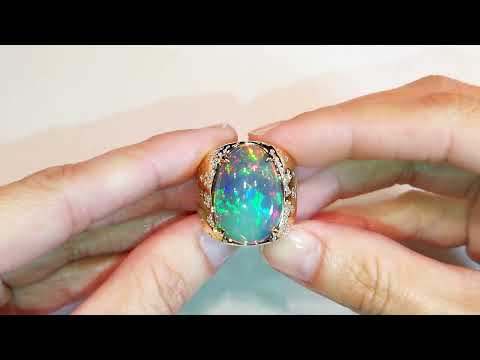 Indonesian Black Opal Ring 10.24 carats by Kat Florence