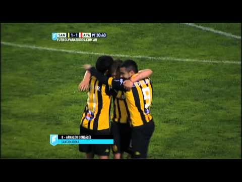 Gol de A. González. Santamarina 1 - Atl. Paraná 1. Fecha 32. Primera B Nacional 2015. FPT.