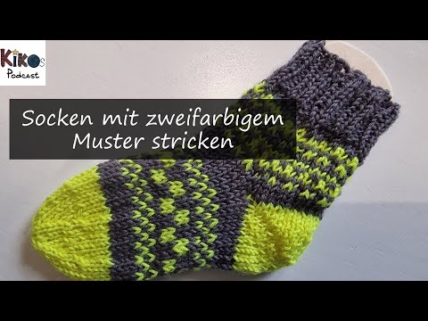 Kikos Strickschule - Anleitung - Socken mit zweifarbigem Muster stricken