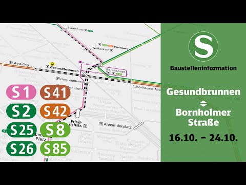S-Bahn Berlin Bauinfo | Gesundbrunnen – Bornholmer Str. (S1 S2 S25 S26 S41 S42 S8 S85)