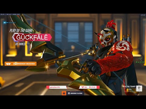 POTG! GALE INSANE HANZO GAMEPLAY OVERWATCH 2 SEASON 13