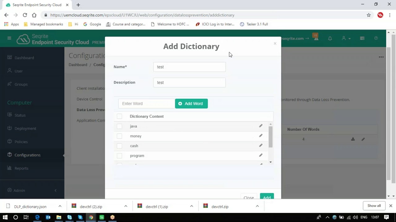 Seqrite EPS Cloud - How to create and manage UDD for DLP?