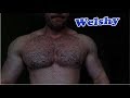 Young bodybuilders huge pumped up hairy chest while training