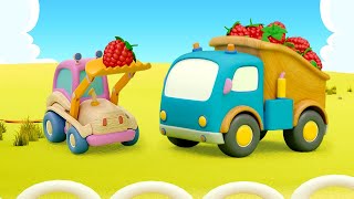 Vamos colher framboesas com os carros Mocas! Desenhos animados. Desenho animado infantil