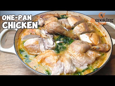 Whole Roast Chicken Braised Over Butter Beans, Fennel & Shallots in One Pan