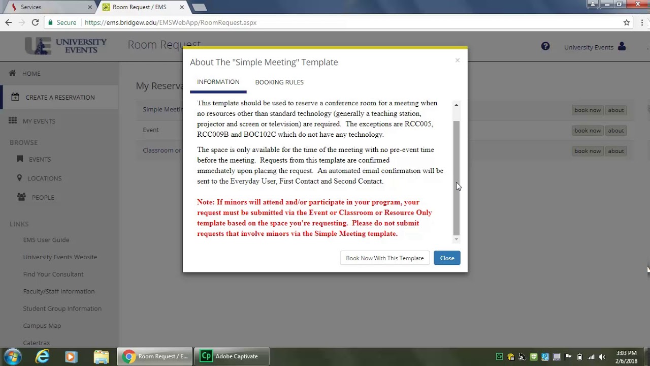 EMS Reservation Templates