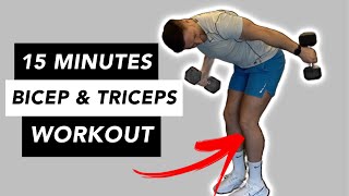 15 MIN: FULL BICEP & TRICEPS DUMBBELL WORKOUT