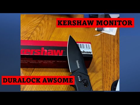 Kershaw Monitor Folding Pocket Knife, 3 Inch Black Blade with D2 Steel, DuraLock Locking Mechanism