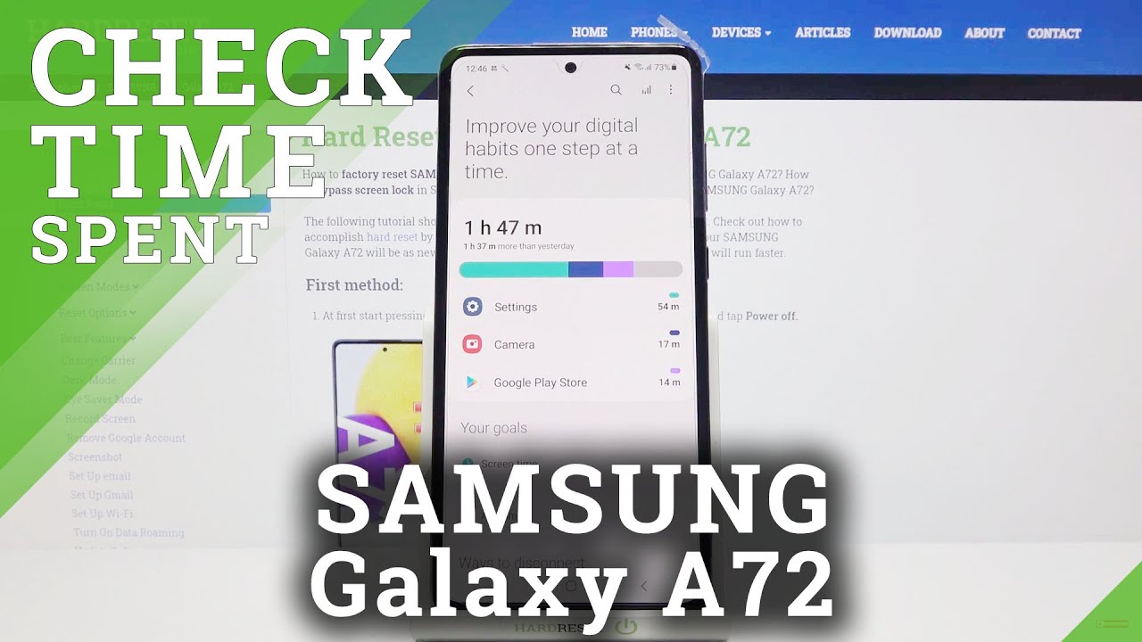 SAMSUNG Galaxy A72 – Discover Total Screen Time & Open Battery Settings