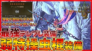 【モンハンワイルズ】渾身が弱体化されたからこそ使いたい最強テンプレ装備！弱点特効主体の操虫棍装備の紹介！【これでゾ・シアで気持ちよく慣れます】