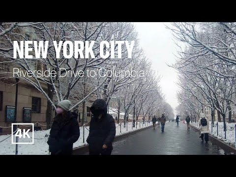 [4K] New York City 🗽 Winter Walk - Riverside Drive & Columbia University with Snow [Feb. 2022]