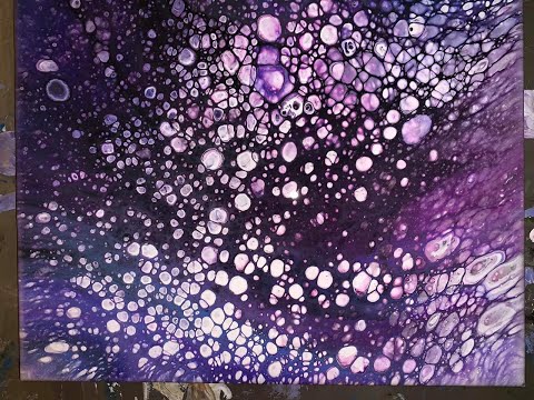 Nebula looking syringe injection fluid acrylic pour painting