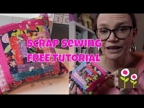 Sew at home with the scraps in your fabric bin | Log Cabin quilt block pin cushion | SEWING TUTORIAL