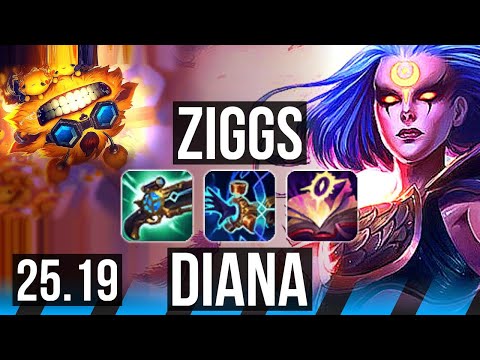 ZIGGS vs DIANA (MID) | Legendary | KR Diamond | 25.19