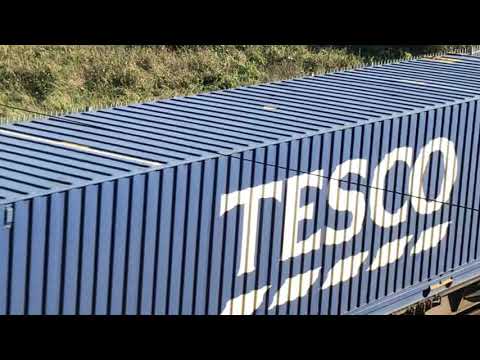 Tesco train Winding through platform 3 at chesterfield ￼