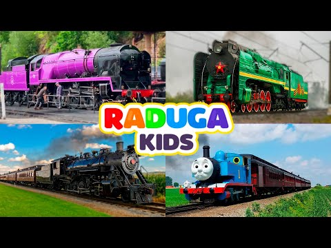 Учим цвета и поезда. Паровозы для детей. Развивающее видео.