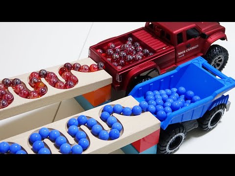 Marble Run Race ☆ HABA Slope & Retro Truck, Garbage Truck Long Version