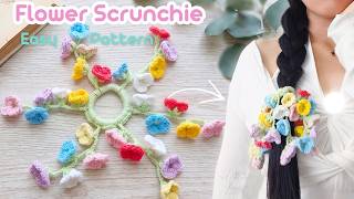 DIY Crochet Flower Hair Tie / Scrunchie 🌸 Easy Step-by-Step Tutorial for Beginners