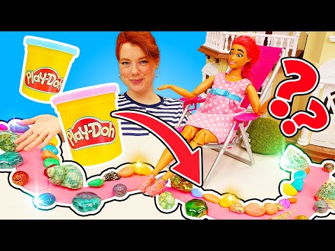 Irene und Barbie Steffi schmücken den Weg zum Haus | Puppen Video für Kinder | Magisches Schloss