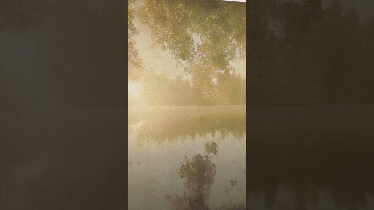 Serene Nature Art print, Lake, trees, forest Wall art, Golden Hour on muted color