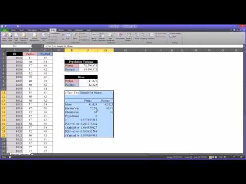 The "z Test: Two Sample for Means" Analysis in Excel