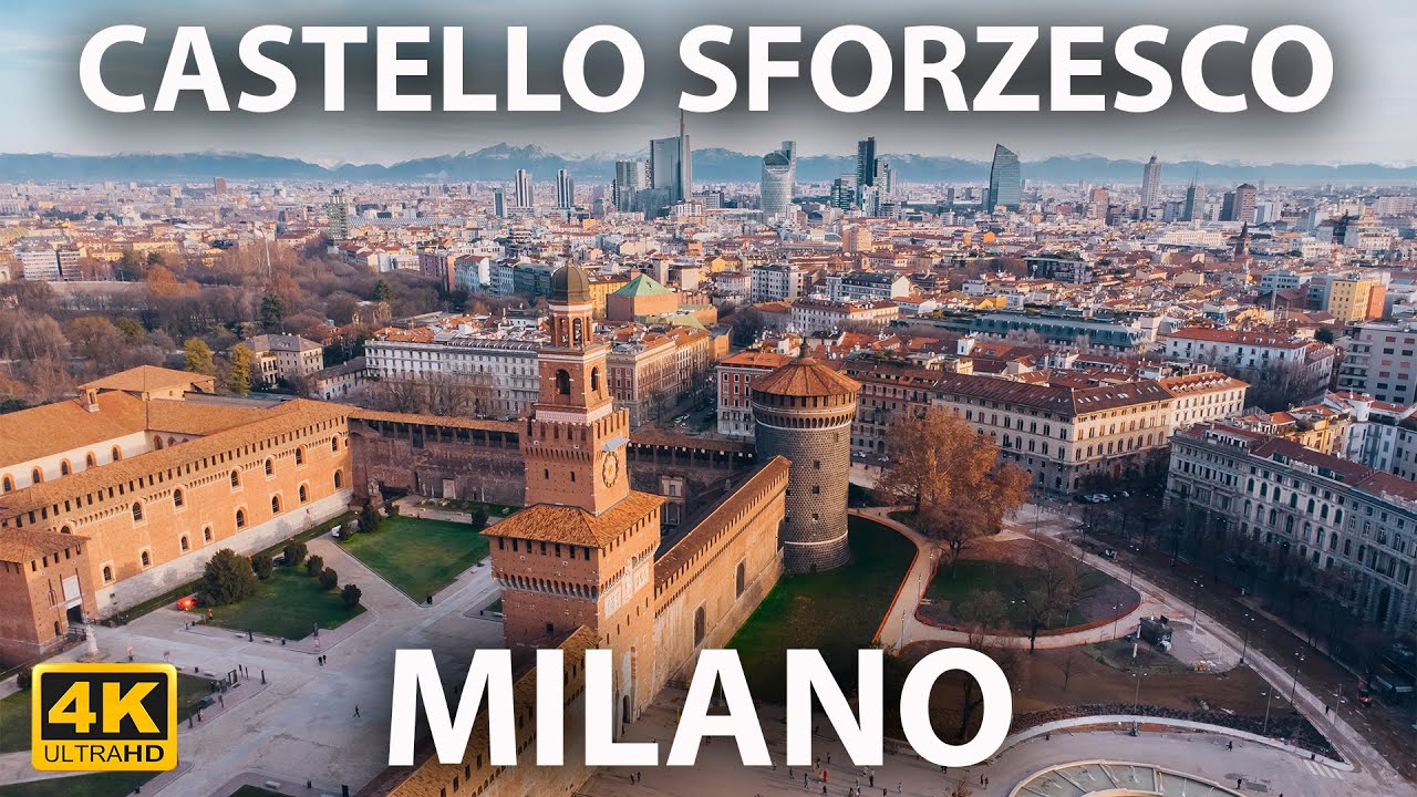 Behold the breathtaking aerial panorama of the majestic Castello Sforzesco!