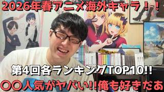 【2026年春アニメ第4回第6週】「海外キャラ人気」各ランキングTOP10【Anime Trending女性、男性、二人組】【〇〇人気がヤバい！！俺も好きだあ】