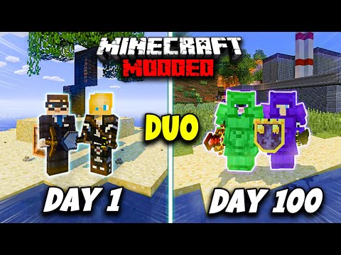 We Survived 100 Days on a MODDED Island!! - Duo Minecraft 100 Days