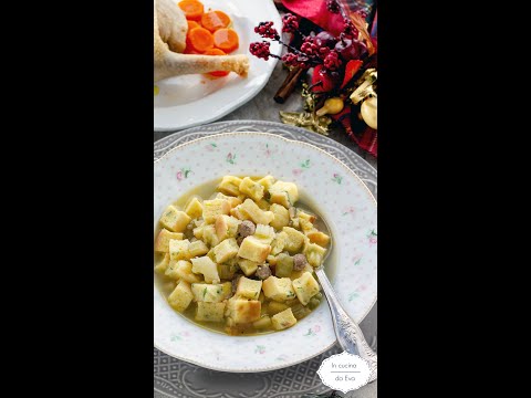Brodo abruzzese con cardone, pallottine e pizza rustica, ricetta del brodo natalizio.