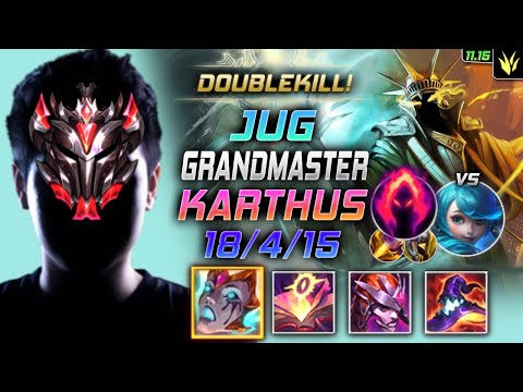 GrandMaster Karthus Jungle vs Gwen - 천상계 정글 카서스 템트리 룬 리안드리 수확 カーサス Картус 死亡颂唱者 卡爾瑟斯 - LOL KR 11.15