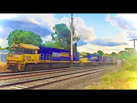 A 4 Loco Freight Train With The Indian Pacific At Broadford!