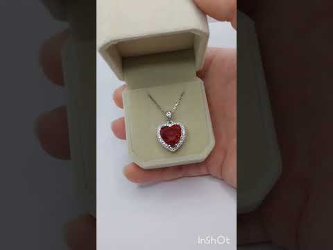 Подарок девушке Кулон с цирконами "Рубиновое сердце в серебре" на цепочке Венецианского плетения Символ любви - фото 3 - id-p2291512723