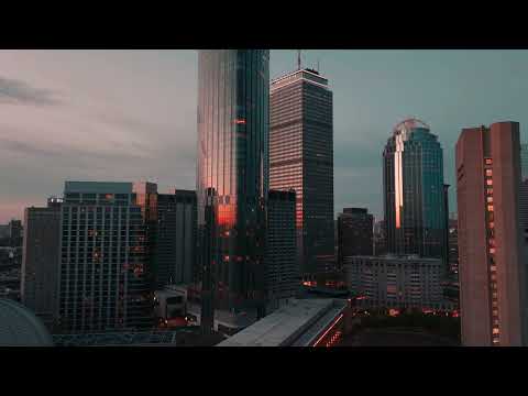 Boston Back Bay at Sunset 4k Drone Video